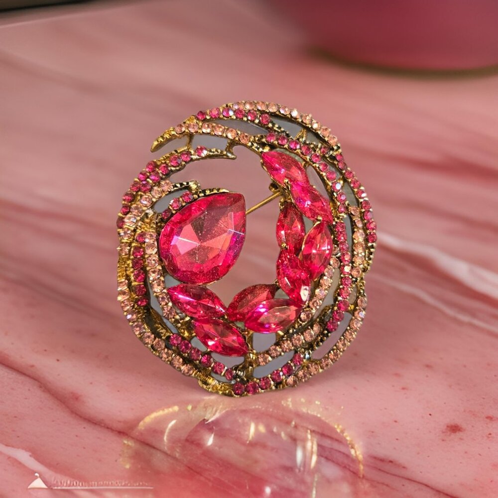 Vintage Pink Brooch ~ Large